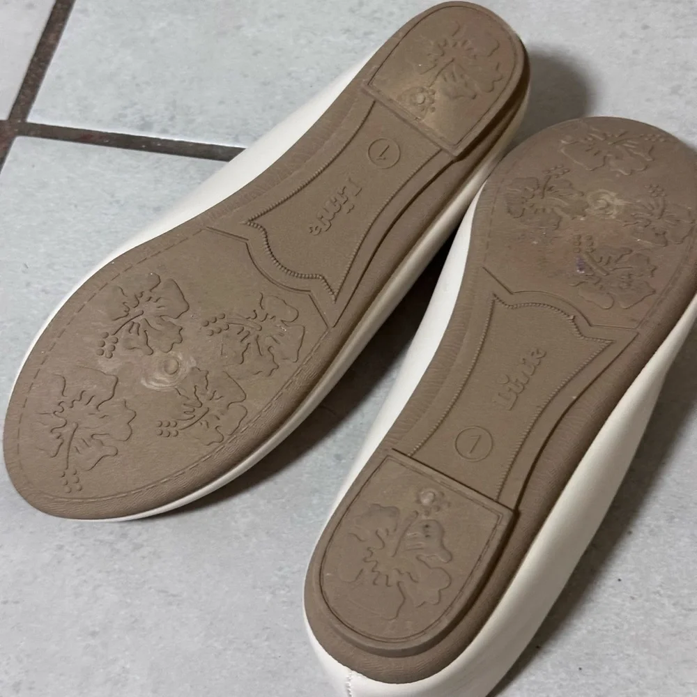 Link Girls Kids Flat Slip on Beige Dress Floral shoes size 1.‎